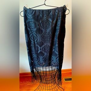 Black fringe skirt Size L